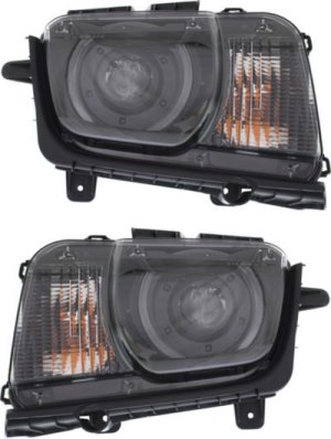 Headlight Assembly Pair/Set for 2010-2015 Chevrolet Camaro, Right (Passenger) and Left (Driver), with HID/Xenon, includes HID Pair/Set, Replacement