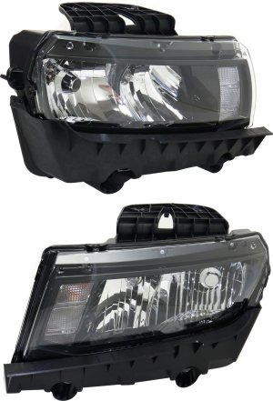 Headlight Assembly Pair/Set for Chevrolet Camaro 2014-2015, Halogen, Convertible/Coupe, Right (Passenger) and Left (Driver), Replacement