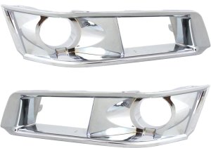 Front Fog Light Molding Replacement Pair/Set for Cadillac CTS 2009-2013, Right (Passenger) and Left (Driver), Chrome, Compatible with 2008-2014 Sedan, 2010-2014 Wagon, 2011-2015 Coupe Models with HID Headlights