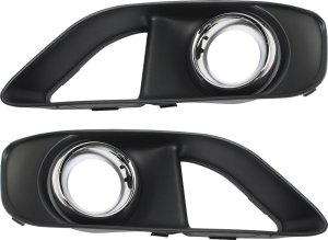Front Fog Light Molding Pair/Set for 2012-2014 Chrysler 300, Right (Passenger) and Left (Driver), Paint to Match, with Chrome Trim and Parking Aid Sensor Holes, SRT-8 Model Replacement