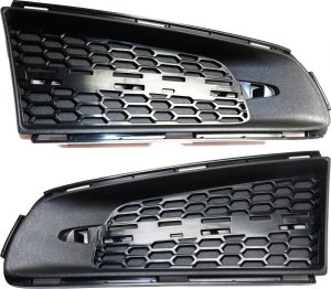 Front Fog Light Molding Pair/Set for Cadillac ATS 2013-2014, Right (Passenger) and Left (Driver), Textured Black, For Models with HID Headlights, Replacement