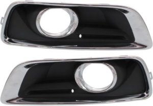 Front Fog Light Molding Pair/Set for Chevrolet Malibu 2013-2015, Malibu Limited 2016, Right (Passenger) and Left (Driver), Black with Chrome Trim, Replacement