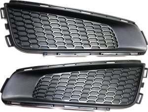 Front Fog Light Cover Pair/Set for 2013-2014 ATS, Right (Passenger) and Left (Driver), Textured Black Outer Cover Grille, without Fog Light Hole and HID Headlight, Replacement