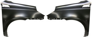 Front Fender Pair/Set for 2009-2011 Chevrolet Aveo5, Right (Passenger) and Left (Driver), Primed (Ready to Paint), with Signal Light Hole, Replacement
