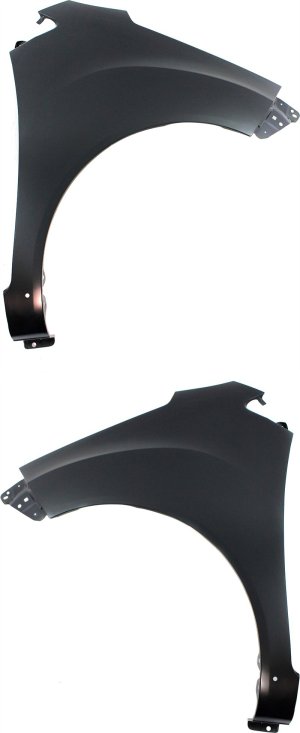 Front Fender Pair/Set for Spark 2013-2015, Right (Passenger) and Left (Driver), Primed (Ready to Paint), Without Side Light Hole, With Rocker Molding Hole, Replacement