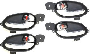 Front and Rear Inside Door Handle Pair/Set of 4, Chrome, Plastic for Chevrolet Trailblazer 2002-2009 / Saab 9-7X 2005-2009 Right (Passenger) and Left (Driver) Replacement