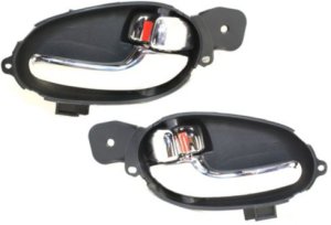 Chrome Plastic Rear Interior Door Handle Pair/Set for Saab 9-7X 2005-2009, Right (Passenger) and Left (Driver) Replacement