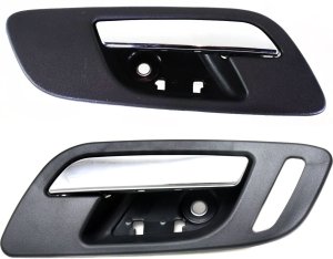 Front Door Handle Pair/Set for Chevrolet Silverado/Sierra 1500 2007-2013, 2500 HD/3500 HD 2007-2014, Right (Passenger) and Left (Driver), Inside, Chrome Lever and Black Housing, Without Hole, Fits 2007 Non Classic, Replacement