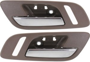 Front Door Handle Pair/Set for Chevrolet Silverado/Sierra 1500 2007-2013, 2500 HD/3500 HD 2007-2014, Right (Passenger) and Left (Driver), Inside, Chrome Lever and Brown Housing, Fits 2007 Non Classic, Replacement