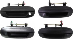 Exterior Door Handle Pair/Set for Chevrolet Ascender 2003-2008, Envoy 2002-2009, 4-Piece, Front and Rear, Right (Passenger) and Left (Driver), Textured Black Replacement
