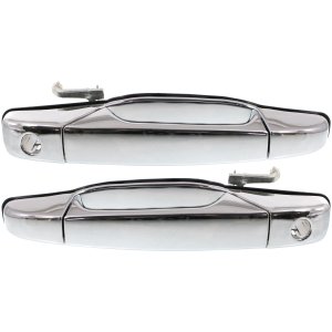 Front Exterior Door Handle Pair/Set for Cadillac Silverado/Sierra 1500 (2007-2013), 2500 HD/3500 HD (2007-2014), Right (Passenger) and Left (Driver), Chrome, with Key Hole, Excludes 2007 Classic, Replacement