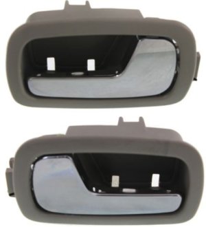 Front Door Handle Pair/Set for Chevrolet Cobalt 2005-2010, G5 2007-2009, Inside, Right (Passenger) and Left (Driver) Side, Bezel, Gray, Replacement