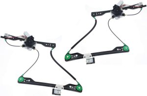 Front Window Regulator Pair/Set for Chrysler 300 (2005-2010) and Charger (2006-2010), Right (Passenger) and Left (Driver), with Power Motor, High Current, Without One-Touch (2-Pin Plug) Replacement