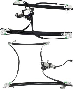 Front Window Regulator Pair/Set for 2001-2003 Dodge Caravan/Grand Caravan, Town & Country, Voyager, Power, With Motor, Right (Passenger) and Left (Driver), Replacement