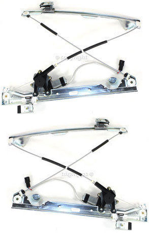 Rear Window Regulator Pair/Set for Cadillac Silverado/Sierra 1500 (2007-2013), 2500/3500 HD (2007-2014), Right (Passenger), Left (Driver), Power, w/ Motor, Crew Cab, Fits 2007 Non Classic, Replacement