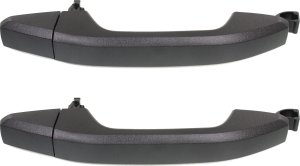 Rear Exterior Door Handle Pair/Set for Chevrolet Silverado/Sierra 1500 (2014-2022), Right (Passenger) and Left (Driver), Textured Black, Handle+Cover, Replacement