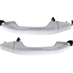 Rear Exterior Door Handle Pair/Set for Chevrolet Silverado/Sierra 1500 (2014-2022), All Chrome, Right (Passenger) and Left (Driver) Handle+Cover, Replacement 