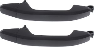 Rear Door Handle Pair/Set for 2014-2022 Chevrolet Silverado/Sierra 1500, Right (Passenger) and Left (Driver), Outside, Primed (Ready to Paint) Black Handle+Cover, Without Hole, Replacement