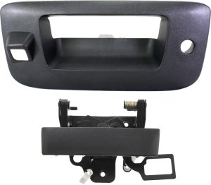 Tailgate Handle Set for Chevrolet Silverado/Sierra 1500 (2007-2013) and 2500/3500 HD (2007-2014), Textured-Black, with Camera, Keyhole, Excludes 2007 Classic - Replacement Set