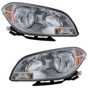 Headlight Assembly for 2008-2012 Chevrolet Malibu, Composite, Right (Passenger) and Left (Driver), Halogen Replacement Pair/Set