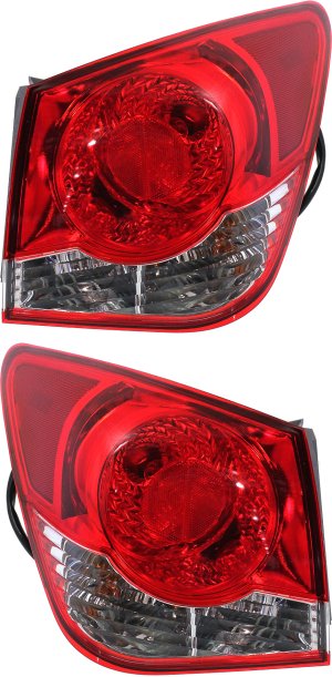Tail Light Assembly Pair/Set for Chevrolet Cruze 2011-2015 / Cruze Limited 2016, Outer, Right (Passenger) and Left (Driver) Replacement