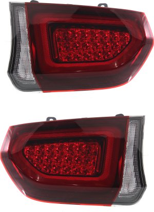 Tail Light Assembly Pair/Set for Chrysler 300, 2015-2022, Right (Passenger) and Left (Driver), LED, Black Interior, Replacement