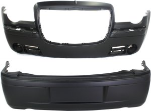 Front and Rear Bumper Cover Set for Chrysler 300, 2005-2010, Primed (Ready to Paint), with 5.7L Engine - Replacement