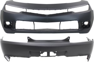 Front and Rear Bumper Cover Set for 2014-2015 Chevrolet Camaro, Primed (Ready to Paint), Suitable for Z/28 Coupe Models, Replacement