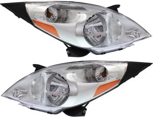 Pair/Set - Headlight Assembly for Chevrolet Spark 2013-2015, Right (Passenger) and Left (Driver), Halogen, w/ Wiring Harness, Replacement