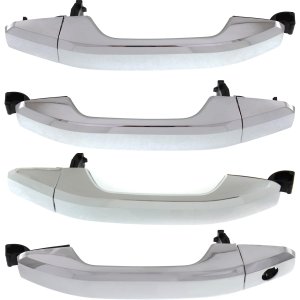 Front and Rear Exterior Door Handle for Chevrolet Silverado/Sierra, 2014-2022, Right (Passenger) and Left (Driver), All Chrome, Handle+Cover Replacement Set