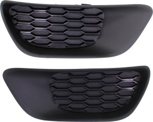 Pair/Set - Front Fog Light Cover for Dodge Grand Caravan 2011-2020, Right (Passenger) and Left (Driver), Black, Without Fog Light Hole, Replacement Set