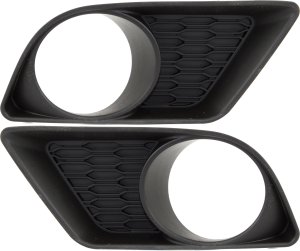 Front Fog Light Bezel Molding Pair/Set for Dodge Charger 2011-2014, Right (Passenger) and Left (Driver), Textured Black, Standard Type, Replacement