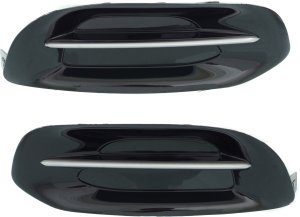 Pair/Set - Front Fog Light Cover for Dodge Dart 2013-2014 Right (Passenger) and Left (Driver) Sides, Black with Chrome Trims, Without Fog Light Hole Replacement