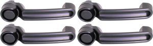 Front and Rear Door Handle Pair/Set for 2007-2018 Dodge Wrangler, 2018 Wrangler JK, Right (Passenger) and Left (Driver), Outside, Primed (Ready to Paint), w/o Keyhole, Plastic Replacement