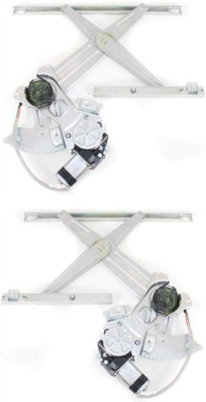 Front Window Regulator for Dodge Ram Full Size Pickup 2002-2010, Right (Passenger) and Left (Driver) Pair/Set of 2, Power, with Motor, Replacement Set