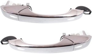 Rear Exterior Door Handle Pair/Set for 2008-2019 Chrysler Grand Caravan / 2008-2016 Town & Country, Right (Passenger) and Left (Driver) Side Sliding Door, Chrome Finish without Keyhole, Replacement