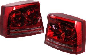 Tail Light Lens and Housing Pair/Set for 2006-2008 Dodge Charger, Right (Passenger) and Left (Driver) Sides, Replacement