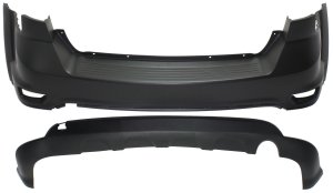 Rear Bumper Cover Set for 2011-2019 Dodge Journey, Upper and Lower, Without Chrome, 2-Piece Design with Fascia, Replacement