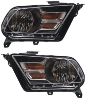 Headlight Assembly for Ford Mustang 2010-2014, Right (Passenger) and Left (Driver), Halogen, Replacement Pair/Set