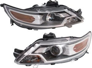 Pair/Set - Headlight Assembly Pair/Set for Ford Taurus 2010-2012, Right (Passenger) and Left (Driver), Halogen, Projector Type, Excludes SHO Models, Replacement