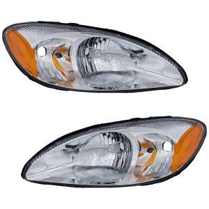 Headlight Pair/Set for 2000-2007 Taurus, Halogen Light Lens and Housing, Right (Passenger) and Left (Driver), Excludes Centennial Edition, Ford Replacement