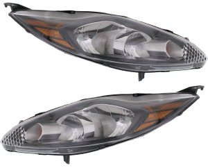 Headlight Assembly Pair/Set for 2012-2013 Ford Fiesta Hatchback/Sedan, SE Model, Right (Passenger) and Left (Driver), Halogen, with Appearance Package, Replacement