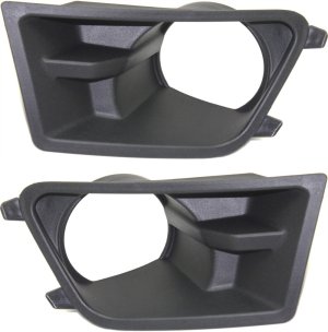 Front Fog Light Molding Pair/Set for 2010-2012 Ford Mustang Base Model, Textured Black with Fog Lights, Right (Passenger) and Left (Driver), Replacement 