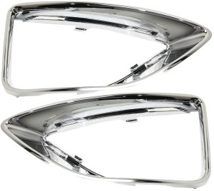 Pair/Set - Front Fog Light Molding for Ford Fusion 2010-2012, Right (Passenger) and Left (Driver), Chrome, for Hybrid/SEL/Sport 2010 Models, Replacement Pair/Set