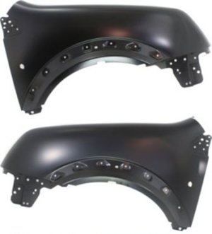 Front Fender Pair/Set for Ford Transit Connect 2010-2013, Right (Passenger) and Left (Driver), Primed (Ready to Paint), with Signal Light Hole, Replacement