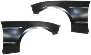 Front Fender Pair/Set for Ford Mustang 2010-2014, Right (Passenger) and Left (Driver), Primed (Ready to Paint), without Wheel Opening Molding Holes, Replacement