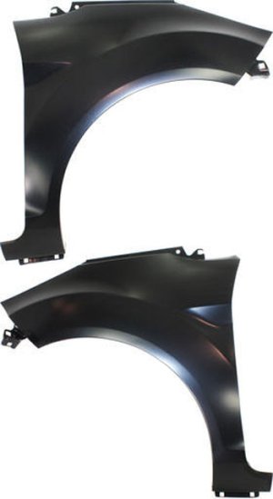 Front Fender Pair/Set for 2011-2019 Ford Fiesta, Right (Passenger) and Left (Driver), Primed (Ready to Paint), Excludes ST Model, Fits Hatchback without Rocker Moldings and Sedan. Replacement