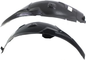 Front Fender Liner Pair/Set for 2010-2014 Ford Mustang, Right (Passenger) and Left (Driver), Front Section, Replacement