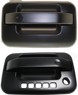 Front Exterior Door Handle Pair/Set for Ford F-150 2004-2022 & Mark LT 2006-2008, Right (Passenger), Left (Driver), Primed (Ready to Paint), Without Keyhole, with Plastic Connector, Replacement