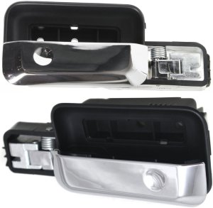Front Interior Door Handle Pair/Set for Ford F-150 2004-2008, Right (Passenger) and Left (Driver), Black Bezel with Chrome Lever Replacement